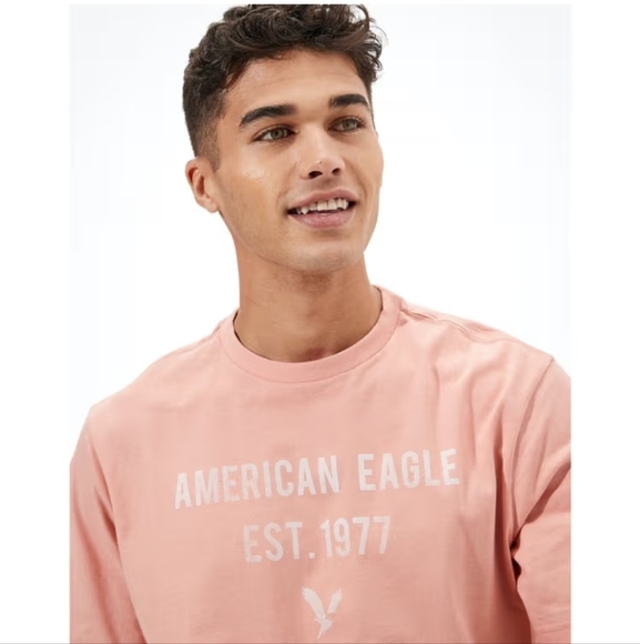 NWT! American Eagle,  Super Soft Graphic T-Shirt, Peach, Size Large -NEW! - Picture 4 of 9